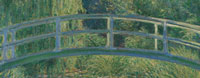 Ein Ausschnitt von einem Kunswerk. Es zeigt eine Brücke über einen Teich.